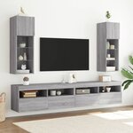 vidaXL Meubles TV avec lumières LED 2 Pièces sonoma gris 30 5x30x90 cm
