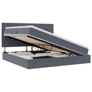 vidaXL Lit avec rangement et LED Gris foncé 200 x 200 cm Velours