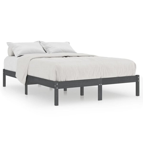 vidaXL Cadre de lit sans matelas gris bois massif 200x200 cm