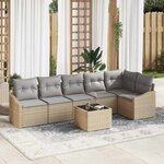 vidaXL Ensemble de canapé de jardin 7 Pièces Beige Poly rotin