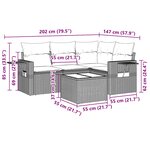 vidaXL Salon de jardin 5 Pièces avec coussins gris clair résine tressée