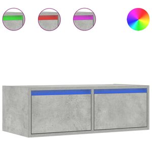 vidaXL Meuble TV avec lumières LED gris béton 75x35 5x25 cm