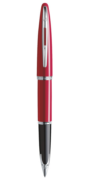 WATERMAN Carene, stylo plume rouge brillant, attributs dorés, plume moyenne 18K, en écrin