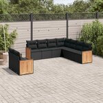 vidaXL Salon de jardin 9 Pièces avec coussins noir résine tressée