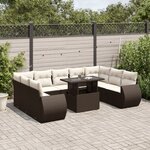 vidaXL Salon de jardin 10 Pièces avec coussins marron résine tressée
