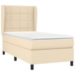 vidaXL Sommier à lattes de lit avec matelas Crème 90x200 cm Tissu