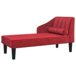 vidaXL Chaise longue avec traversin rouge bordeaux velours