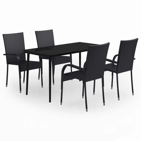 vidaXL Ensemble à manger de jardin 5 Pièces Noir