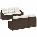vidaXL Ensemble de canapé de jardin avec coussin 7 Pièces Marron  Crème