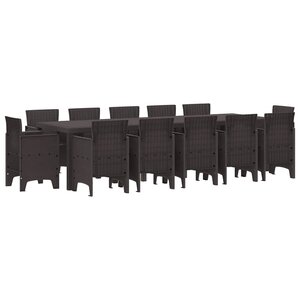vidaXL Ensemble de salle à manger pour jardin 13 Pièces Marron Poly rotin