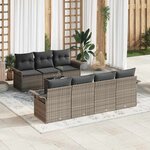 vidaXL Ensemble de canapé de jardin 8 Pièces Gris Poly rotin