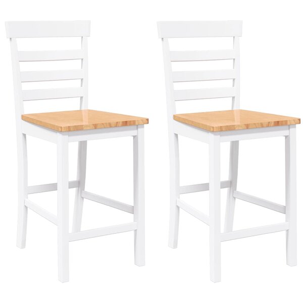 VidaXL Tabourets de bar 2 Pièces blanc bois massif d'hévéa