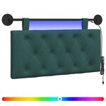 vidaXL Tête de lit suspendue Avec lumière LED Vert foncé Tissu