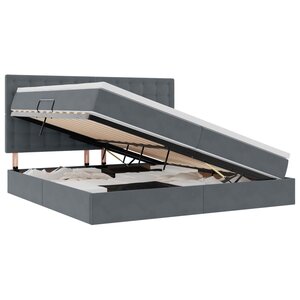 vidaXL Lit de rangement LED avec matelas Gris foncé 200 x 200 cm