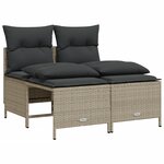 vidaXL Salon de jardin 4 Pièces avec coussins gris clair résine tressée