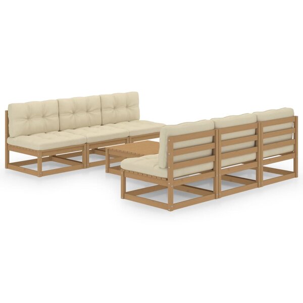 vidaXL Salon de jardin 7 Pièces avec coussins Bois de pin massif
