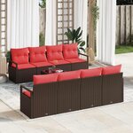 vidaXL Ensemble de canapé de jardin 9 Pièces Beige Rouge 55 x 55 x 37 cm