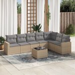 vidaXL Salon de jardin avec coussins 8 Pièces beige résine tressée