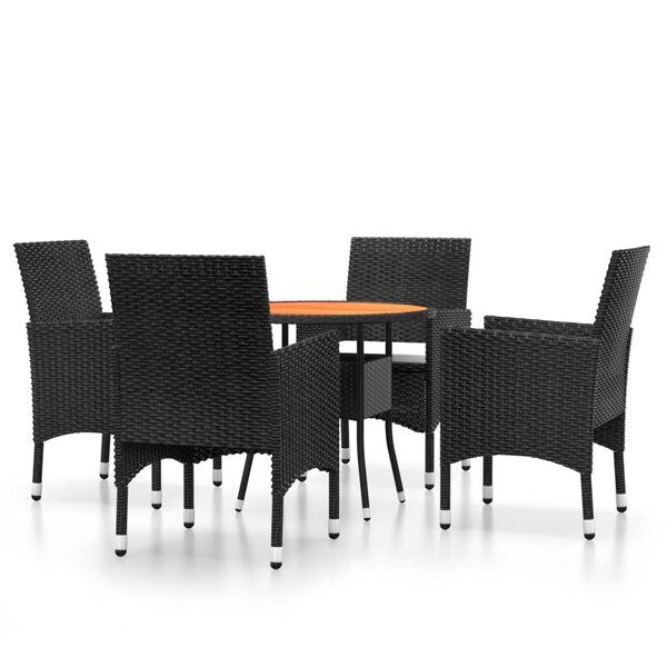 vidaXL Ensemble à manger de jardin 5 Pièces Résine tressée Noir