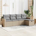 vidaXL Salon de jardin avec coussins 5 Pièces beige résine tressée