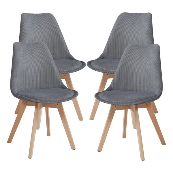 Lot de 4 chaises de salle à manger 82 x 49 x 54 cm moderne design robuste velours côtelé gris 03_0009825