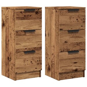 vidaXL Buffets 2 Pièces vieux bois 30x30x70 cm bois d'ingénierie