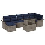 vidaXL Ensemble de canapé de jardin avec coussin 8 Pièces Gris Poly rotin