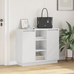 vidaXL Buffet avec LED Blanc 90x32x75 cm Bois d'ingénierie