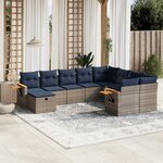 vidaXL Salon de jardin 10 Pièces avec coussins gris résine tressée