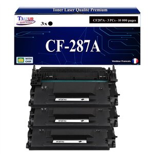 T3AZUR - 3x Toners compatibles avec HP CF287A (87A) avec HP LaserJet Pro M501  M501dn  M501n