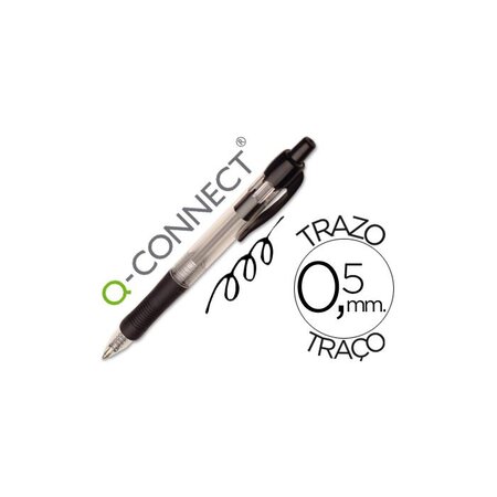 Stylo-bille rétractable écriture 0.7mm encre classique clip grip préhension encre noire Q-CONNECT