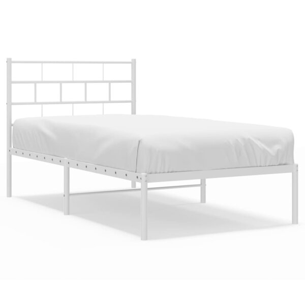 vidaXL Cadre de lit métal avec tête de lit blanc 90x190 cm