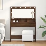 Table de maquillage vidaXL avec éclairage LED en chêne brun 100x41x135 cm