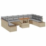 vidaXL Ensemble de canapé de jardin 11 Pièces Beige Poly rotin