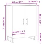 vidaXL Buffet gris béton 69 5x34x90 cm bois d'ingénierie