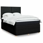 vidaXL Sommier à lattes de lit avec matelas Noir 140x200 cm Tissu