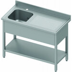 Plonge inox 1 cuve avec etagère - egouttoir gauche ou droit - gamme 600 - stalgast - soudée - acier inoxydable1300x600 700x600x900m