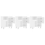 vidaXL Buffets 3 Pièces blanc brillant bois d'ingénierie