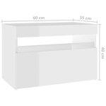 vidaXL Table de chevet avec lumières LED blanc brillant 60x35x40 cm