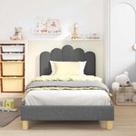 vidaXL Cadre de lit pour enfants avec tête de lit Gris foncé