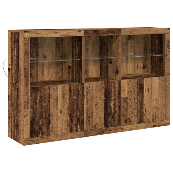 vidaXL Bahut avec lumières LED bois ancien 162x37x100 cm