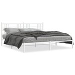 vidaXL Cadre de lit métal sans matelas et tête de lit blanc 200x200 cm
