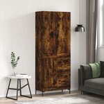 vidaXL Buffet haut Chêne fumé 69 5x34x180 cm Bois d'ingénierie