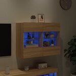 vidaXL Meuble TV mural avec lumières LED chêne sonoma 78 5x30x60 5 cm