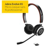 Jabra evolve 75 ms casque stereo sans fil supra-auriculaire - casque certifié microsoft avec batterie longue durée - adaptateur