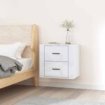 vidaXL Table de chevet murale Blanc brillant 50x36x47 cm