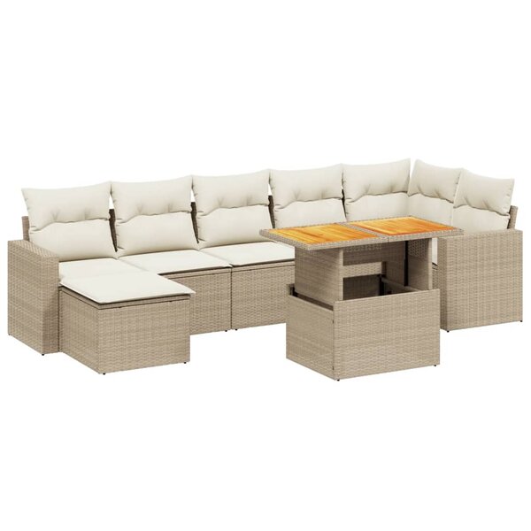 vidaXL Salon de jardin avec coussins 8 Pièces beige résine tressée