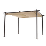 Pergola rétractable 3 5L x 3 5l x 2 30H m structure métal époxy anticorrosion noire + toile polyester haute densité 180 g/m² incluse beige