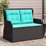 vidaXL Banc de jardin avec coussin Noir Poly rotin