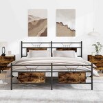 vidaXL Cadre de lit en métal sans matelas chêne fumé 183x213 cm